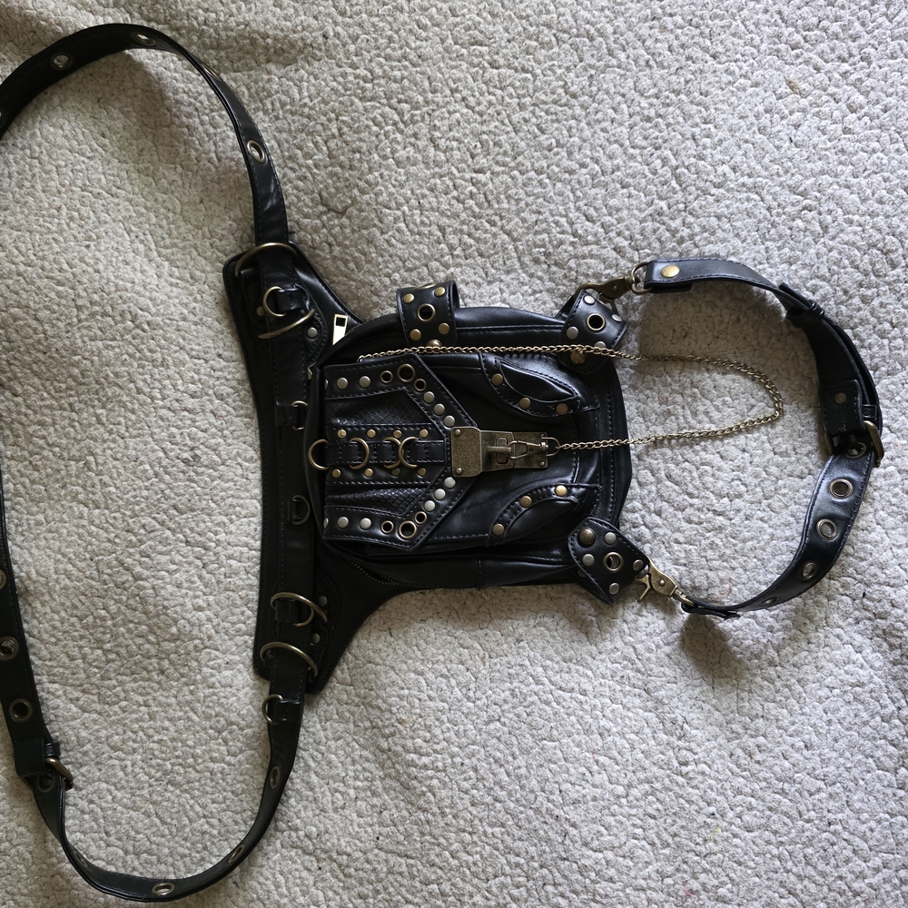 Black Harness Bag with Silver Accents